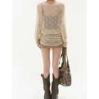 Fairycore Lace Patchwork Two-Piece Mini Dress Set - All Dresses - Mini Dress - 3