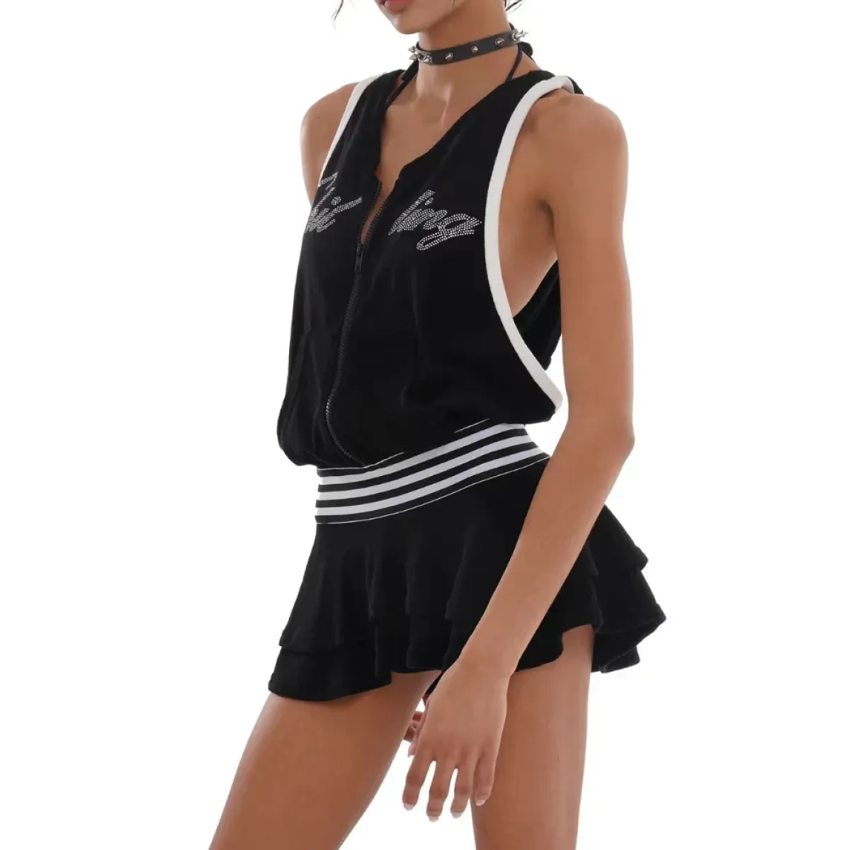 Y2K Hooded Fairycore Diamond Mini Dress - All Dresses - Mini Dress - 3