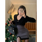 Y2K Knit Mini Dress & Fuzzy Sweater Set - All Dresses - Sets / Co-ords - 2