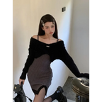 Y2K Knit Mini Dress & Fuzzy Sweater Set - All Dresses - Sets / Co-ords - 5