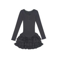Ruffle Hem Mini Dress – Slim Fit Y2K Long Sleeve Design - All Dresses - Long - Round - Dresses - 3