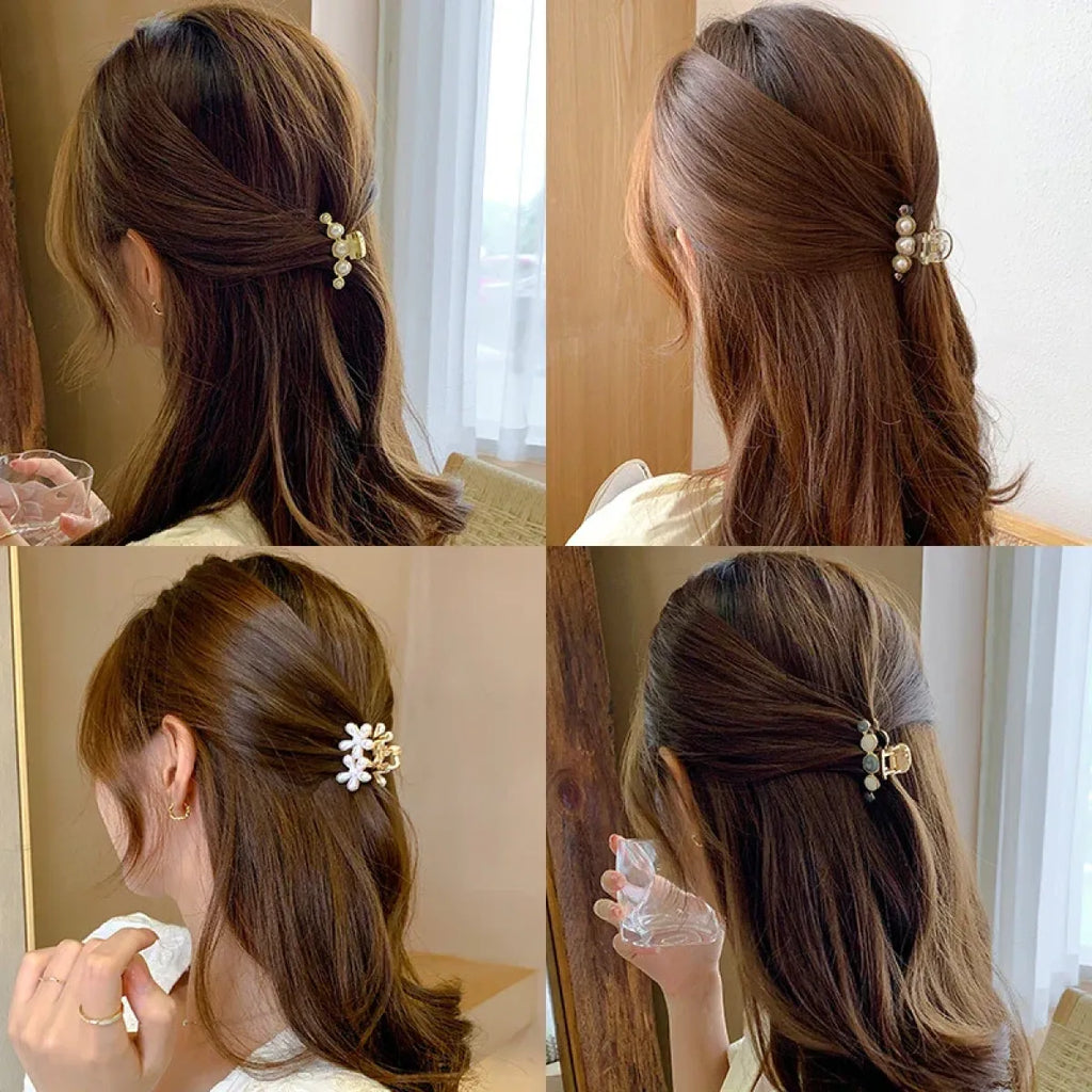 Gold Pearl Rhinestone Mini Hair Clip - Best Sellers - Hair Accessories - 3