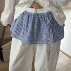 Korean plaid apron-style mini skirt - Bottoms - Skirts - 3