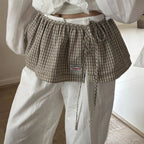 Korean plaid apron-style mini skirt - Bottoms - Skirts - 5