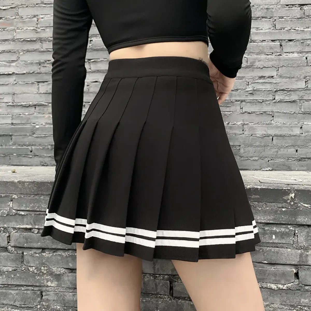 Harajuku Gothic Pleated Mini Skirt – Punk High Waist Patchwork Style - Bottoms - Skirts - 2