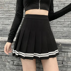 Harajuku Gothic Pleated Mini Skirt – Punk High Waist Patchwork Style - Bottoms - Skirts - 3