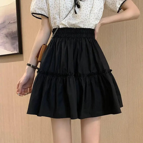 Harajuku Patchwork White A-Line Mini Skirt - Bottoms - Mini Skirt - 2