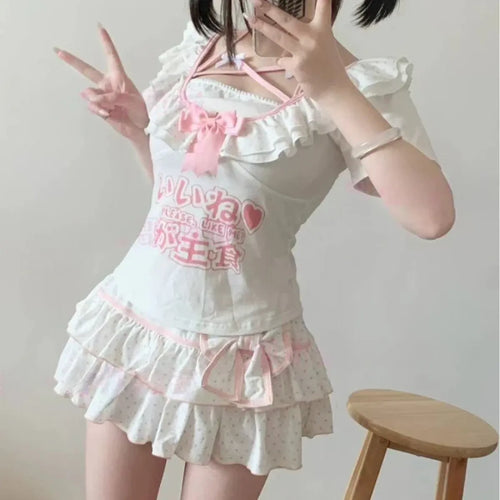 Kawaii Bow Ruffle Dot Mini Skirt - Bottoms - Skirts - 2
