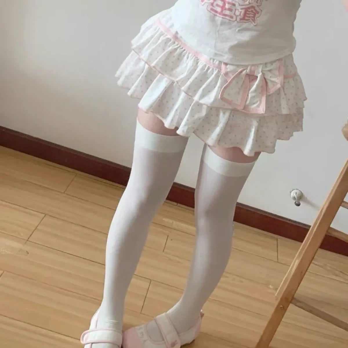 Kawaii Bow Ruffle Dot Mini Skirt - Bottoms - Skirts - 3