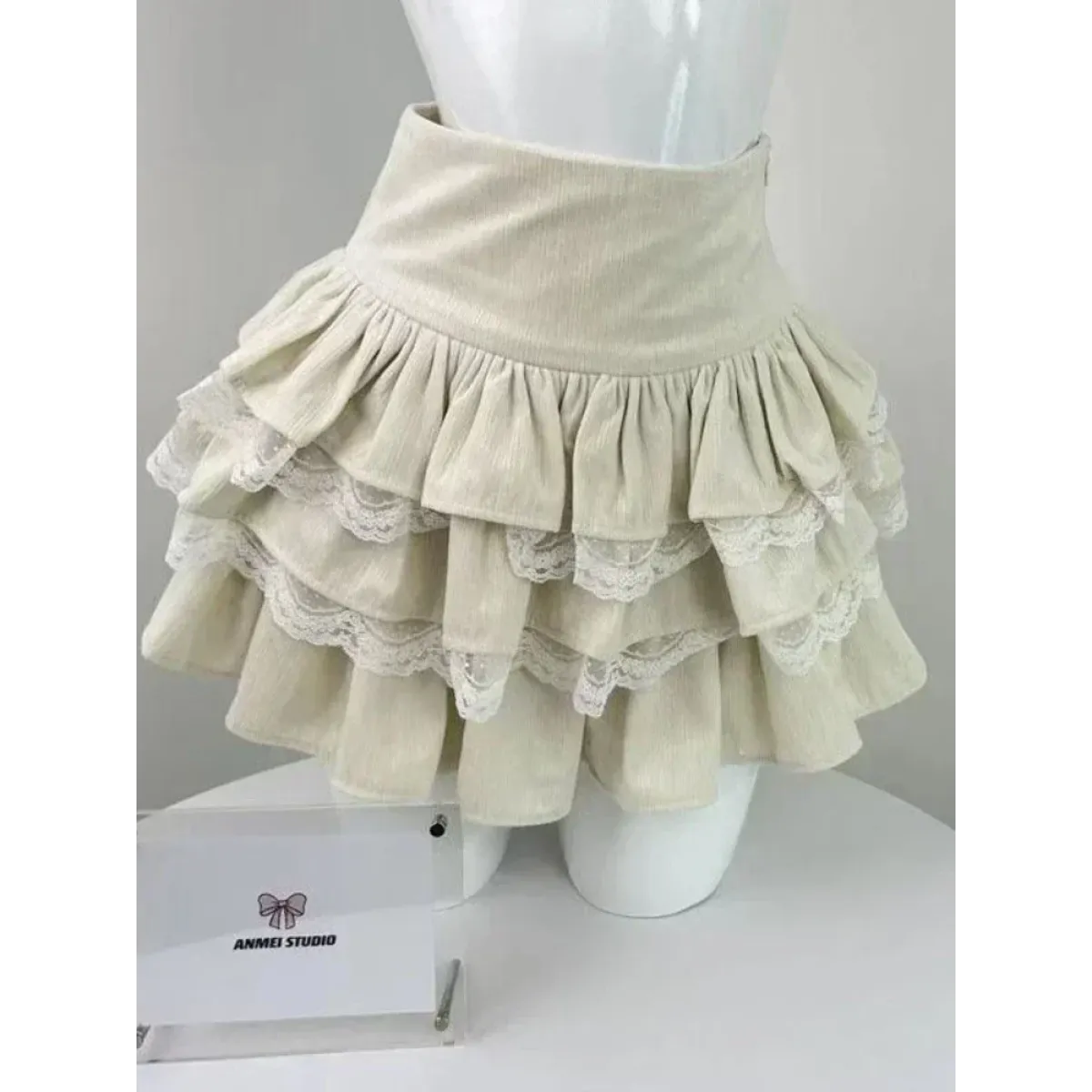 Kawaii Off-Shoulder Knit Lace Set - Bottoms - Sets - 3