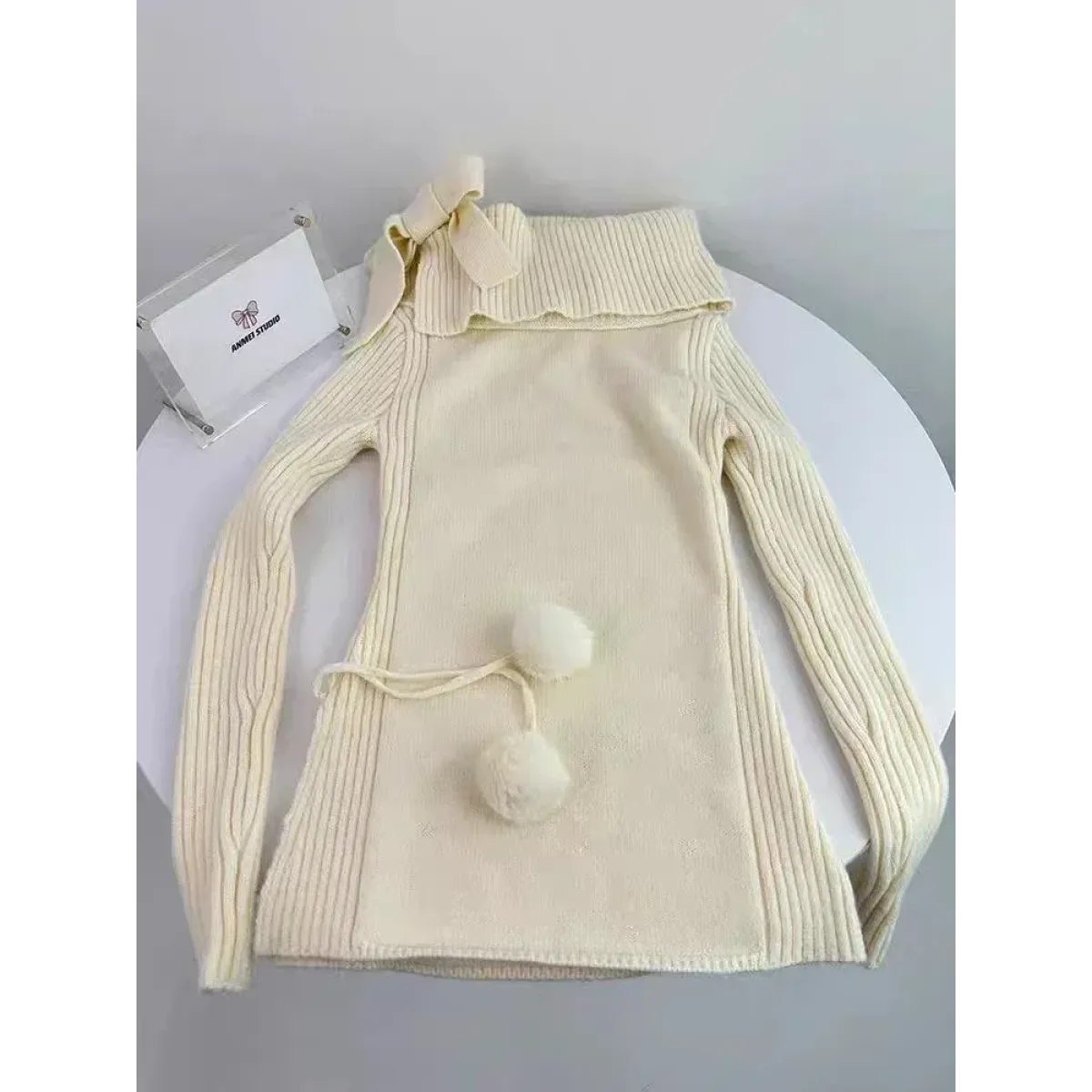 Kawaii Off-Shoulder Knit Lace Set - Bottoms - Sets - 5