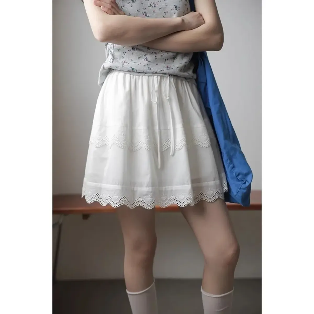 Korean Lace Ruffle Mini Skirt - Bottoms - Mini Skirts - 1