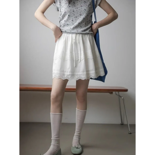 Korean Lace Ruffle Mini Skirt - Bottoms - Mini Skirts - 2
