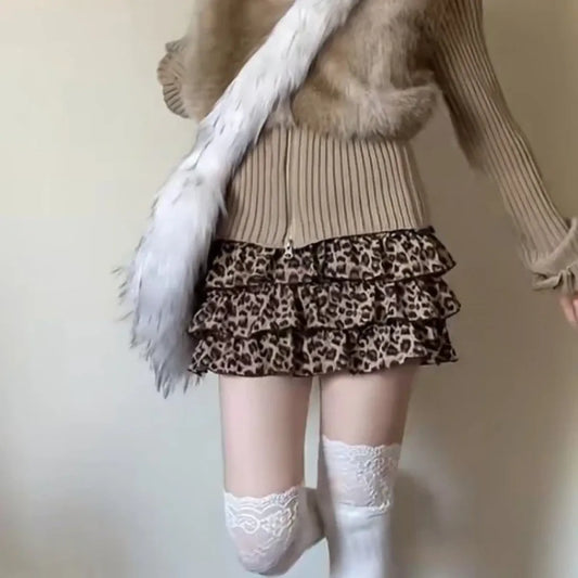 Leopard Ruffle Mini Skirt Harajuku Style - Bottoms - Skirts - 2