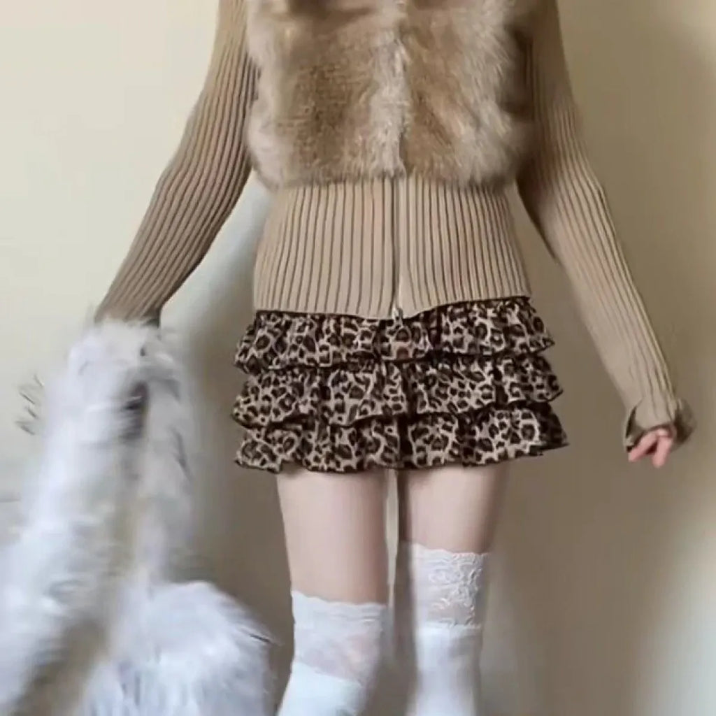 Leopard Ruffle Mini Skirt Harajuku Style - Bottoms - Skirts - 4