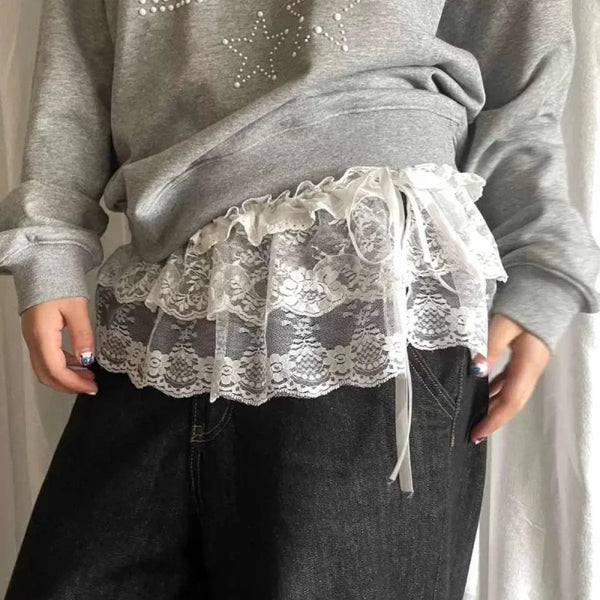 Lolita Lace Ruffle Mini Skirt - Bottoms - Skirts - 1