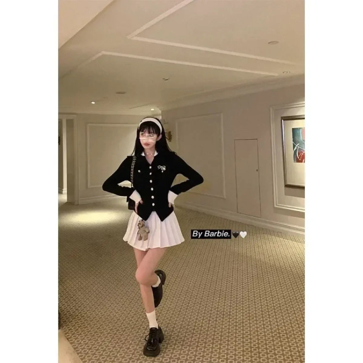 Black Vintage Blazer & Mini Skirt Kawaii Set - Bottoms - Sets / Co-ords - 3