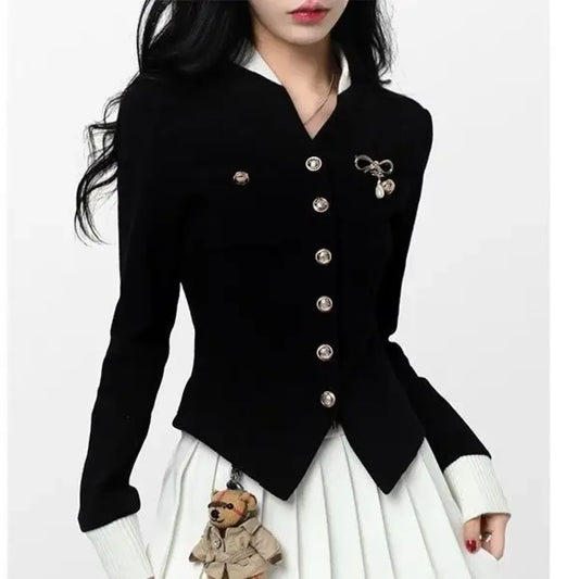Black Vintage Blazer & Mini Skirt Kawaii Set - Best Sellers - Sets / Co-ords - 6
