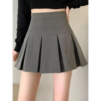 Vintage Gray High Waist Pleated Mini Skirt - Bottoms - Mini Skirt - 7