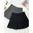 Vintage Gray High Waist Pleated Mini Skirt - Bottoms - Mini Skirt - 1