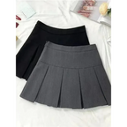 Vintage Gray High Waist Pleated Mini Skirt - Bottoms - Mini Skirt - 5