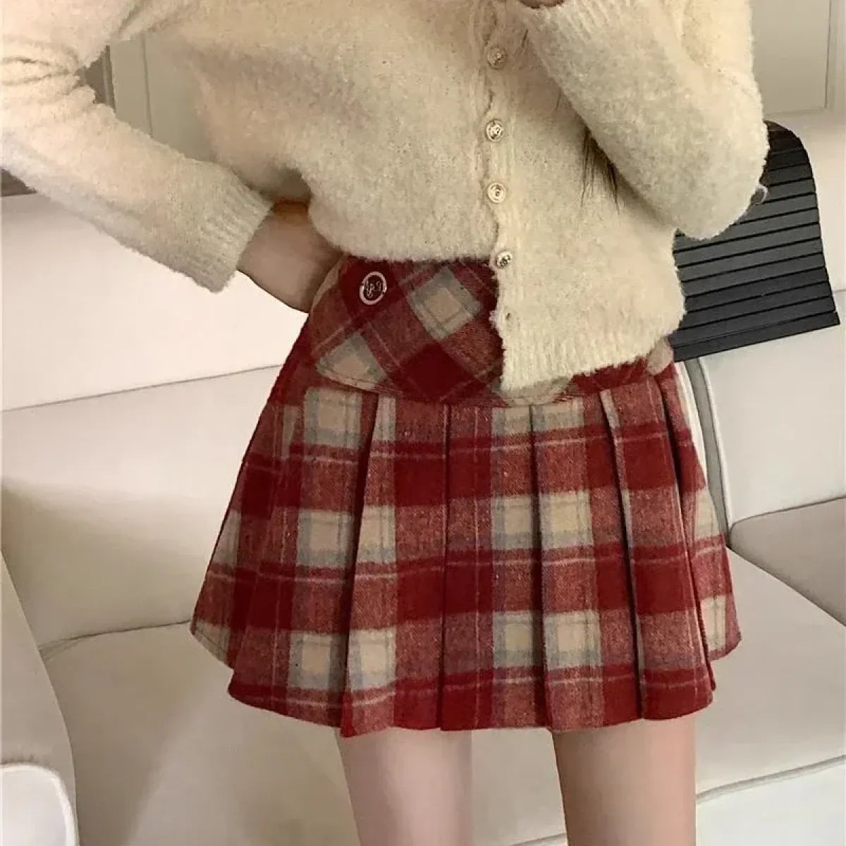 Sweet Plaid Wool Mini Skirt - Bottoms - Mini Skirts - 4