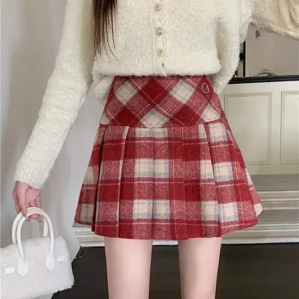 Sweet Plaid Wool Mini Skirt - Bottoms - Mini Skirts - 5