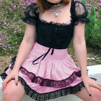 FICHOR Gothic Lace Tiered Mini Skirt - Bottoms - Mini Skirt - 1