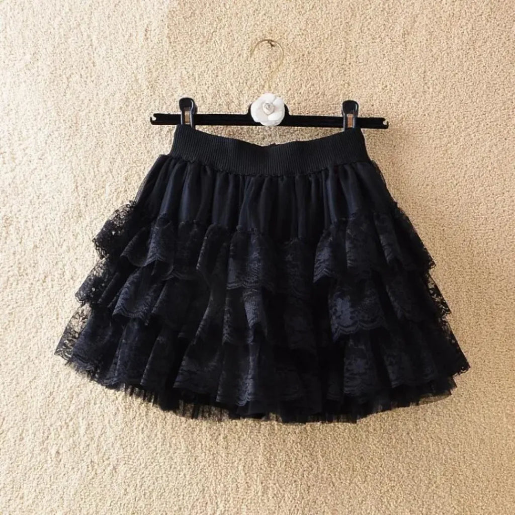 Gothic Lace Ruched Tutu Mini Skirt - Bottoms - Mini Skirt - 6