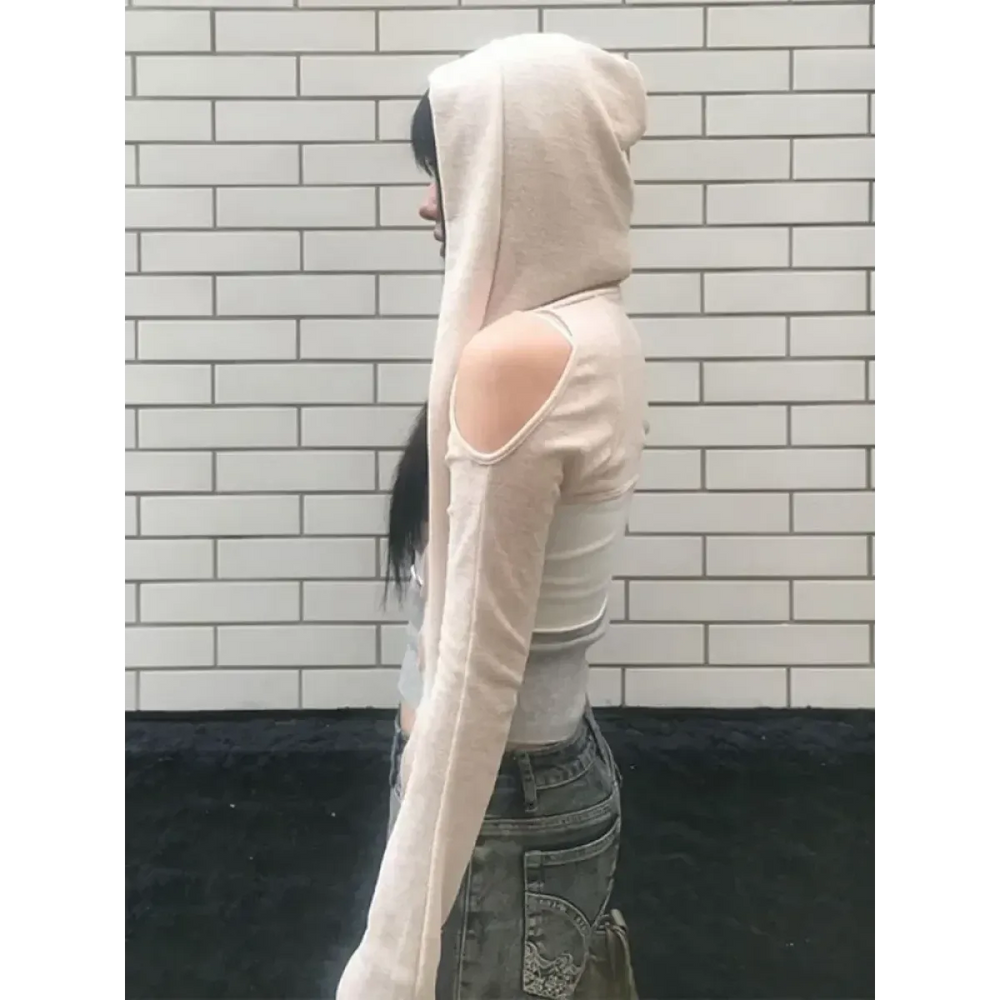 Modern Mystic Hooded Top – Edgy Cutout Sleeves Pullover - Harajuku Style - Long - Hooded - 1