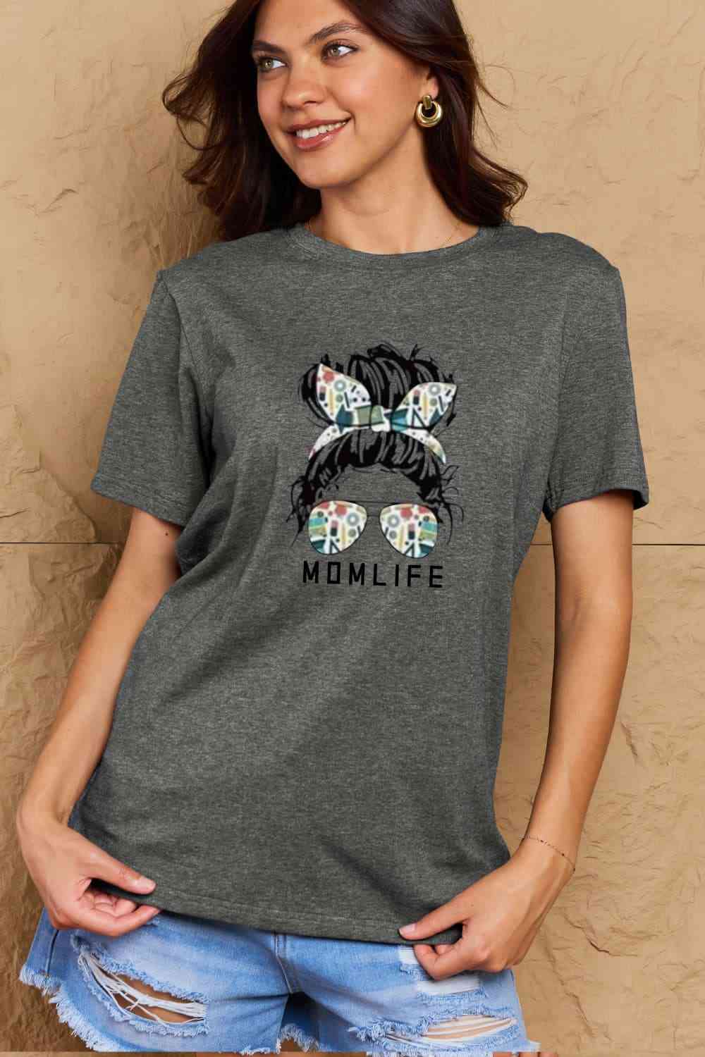 MOM LIFE Graphic Cotton T-Shirt - T-Shirts - Shirts & Tops - 14 - 2024