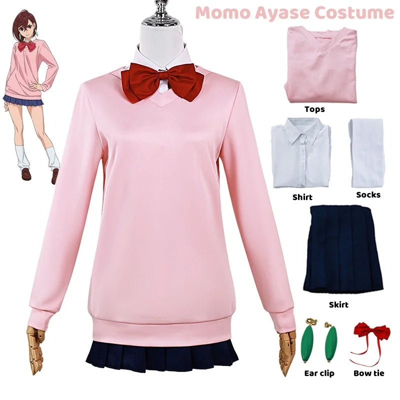 Momo Ayase Cosplay Costume – Dandadan School Uniform with Earrings - S / Costume Olny - Anime - Costume Dresses