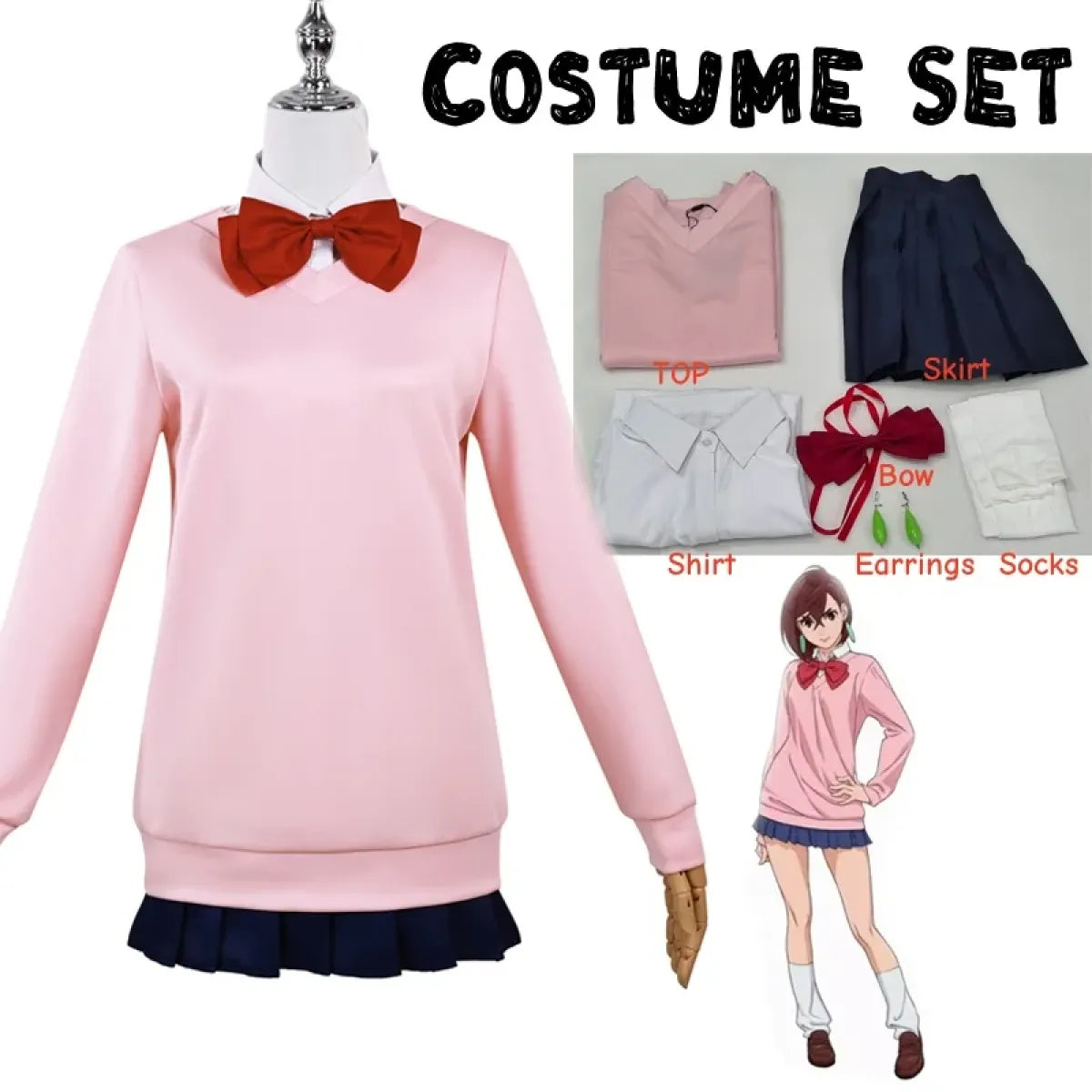 Momo Ayase Cosplay Costume – Dandadan School Uniform Set with Accessories - Anime - Sets - 18