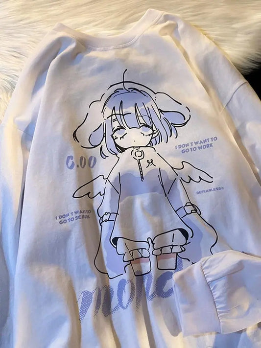 ’Monday’ Sad Anime Girl Tee - T-Shirts - Shirts & Tops - 1 - 2024