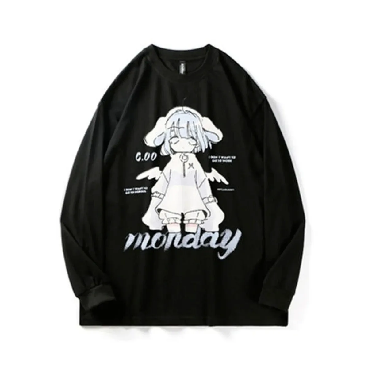 ’Monday’ Sad Anime Girl Tee - T-Shirts - 8
