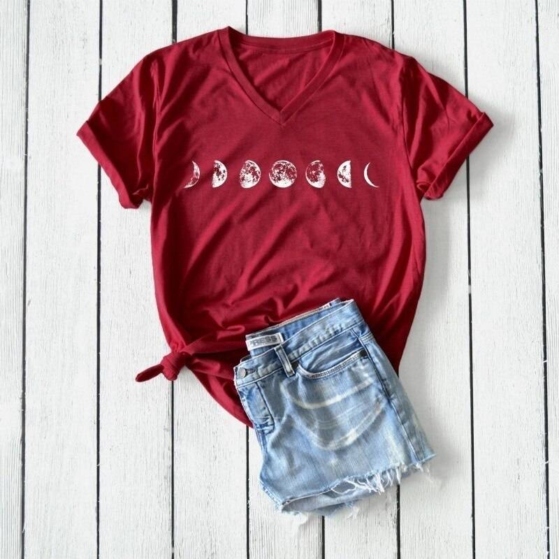 Moon Phase T-Shirt - Red / S - T-Shirts - Shirts & Tops - 12 - 2024