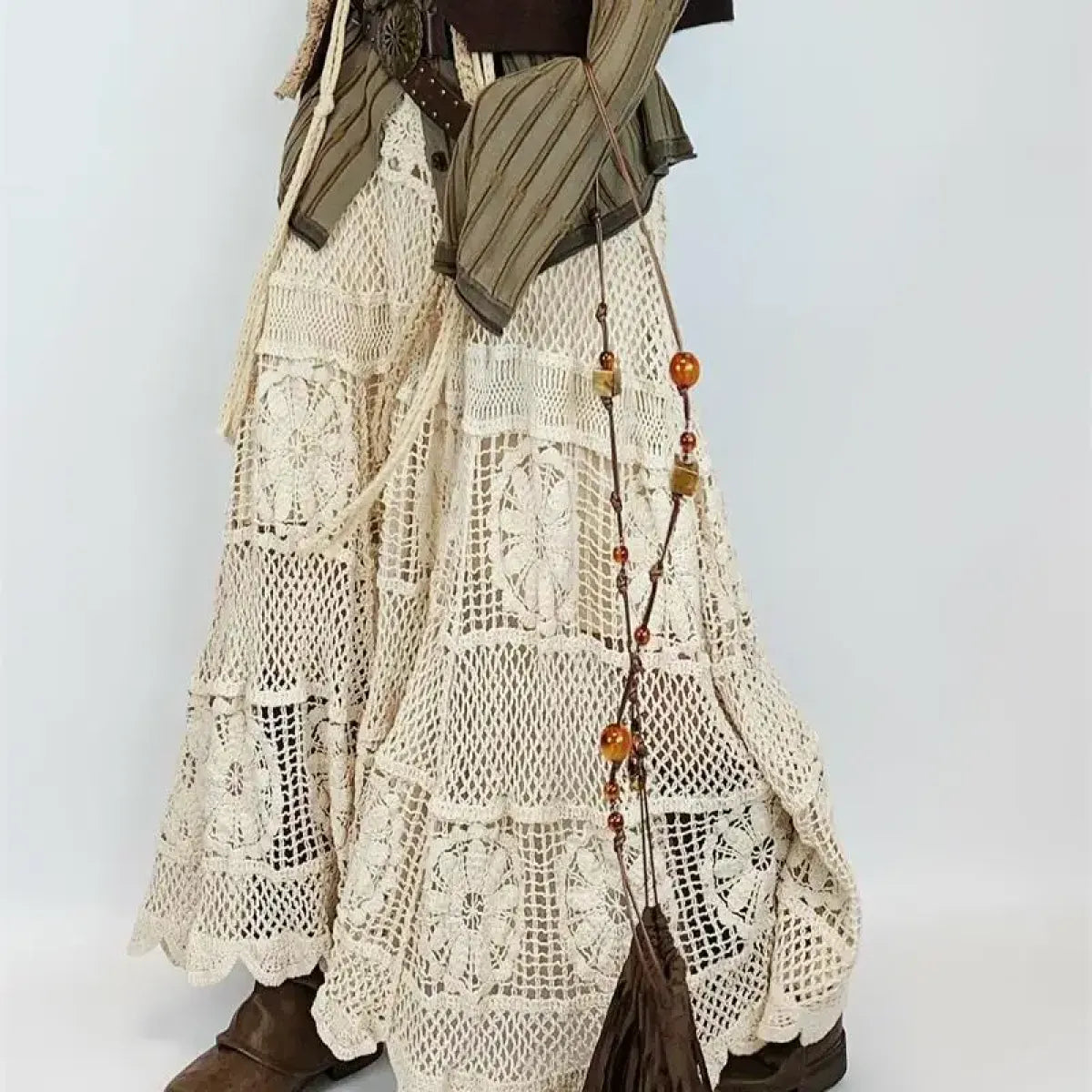 Mori Girl Crochet Maxi Skirt - Bottoms - Skirts - 1