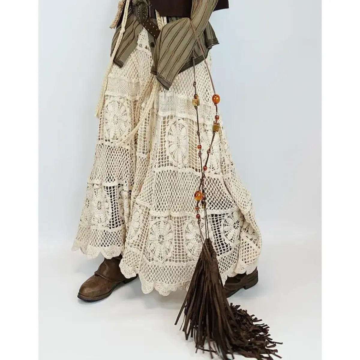Mori Girl Crochet Maxi Skirt - Bottoms - Skirts - 3
