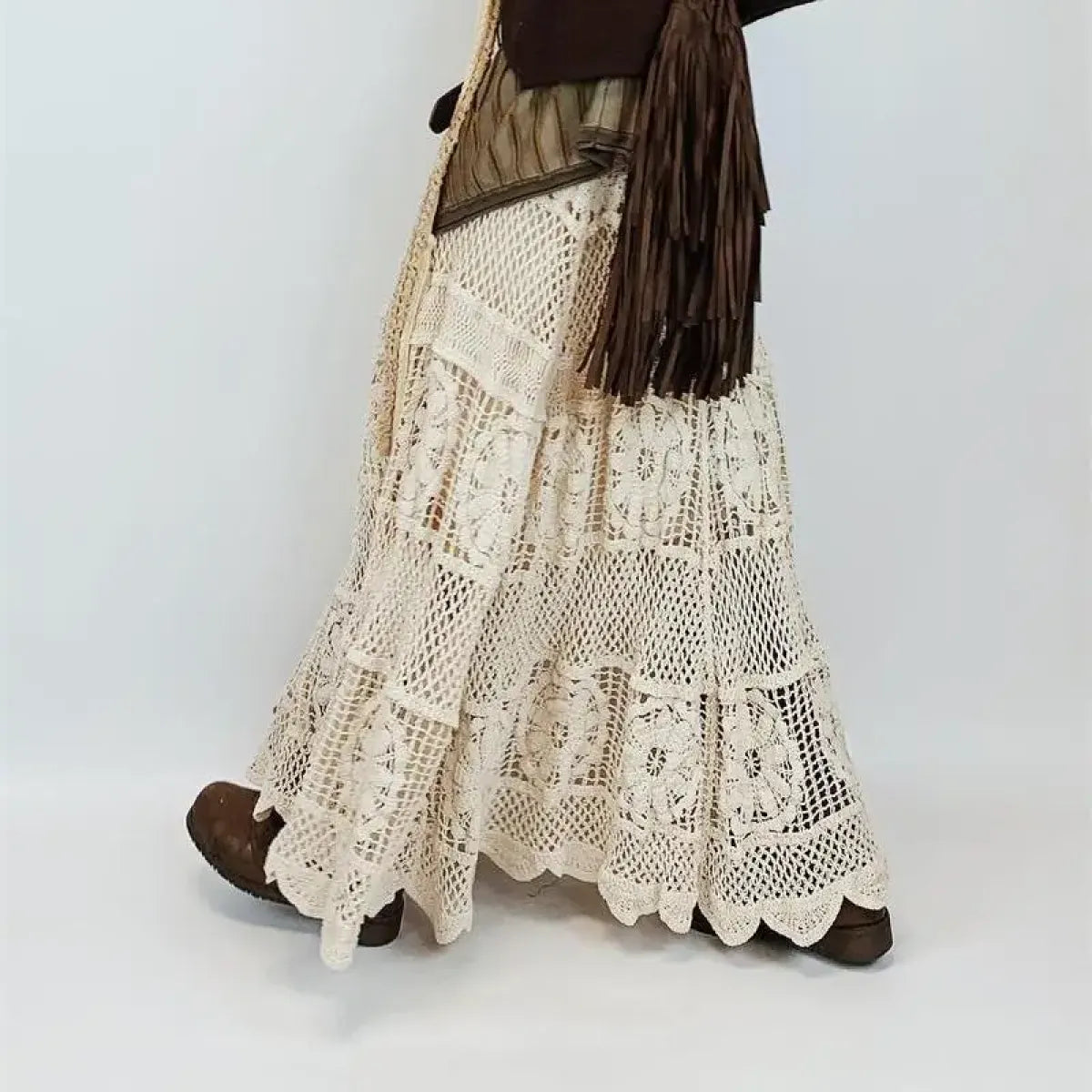 Mori Girl Crochet Maxi Skirt - Bottoms - Skirts - 4