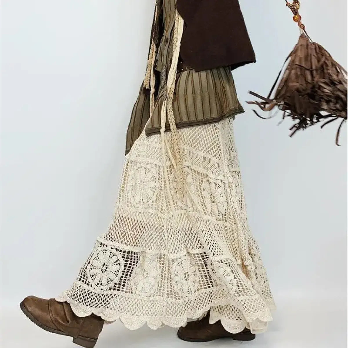 Mori Girl Crochet Maxi Skirt - Bottoms - Skirts - 5