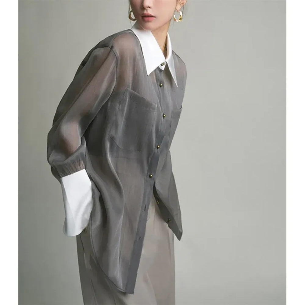Mori Girl Sheer Patchwork Blouse - Women’s Clothing & Accessories - Shirts & Blouses - 1
