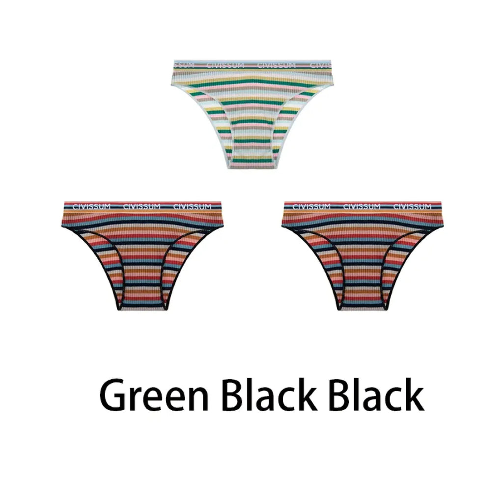 Multicolored Pastel Striped Cotton Panties - Women’s Clothing & Accessories - Panties - 10