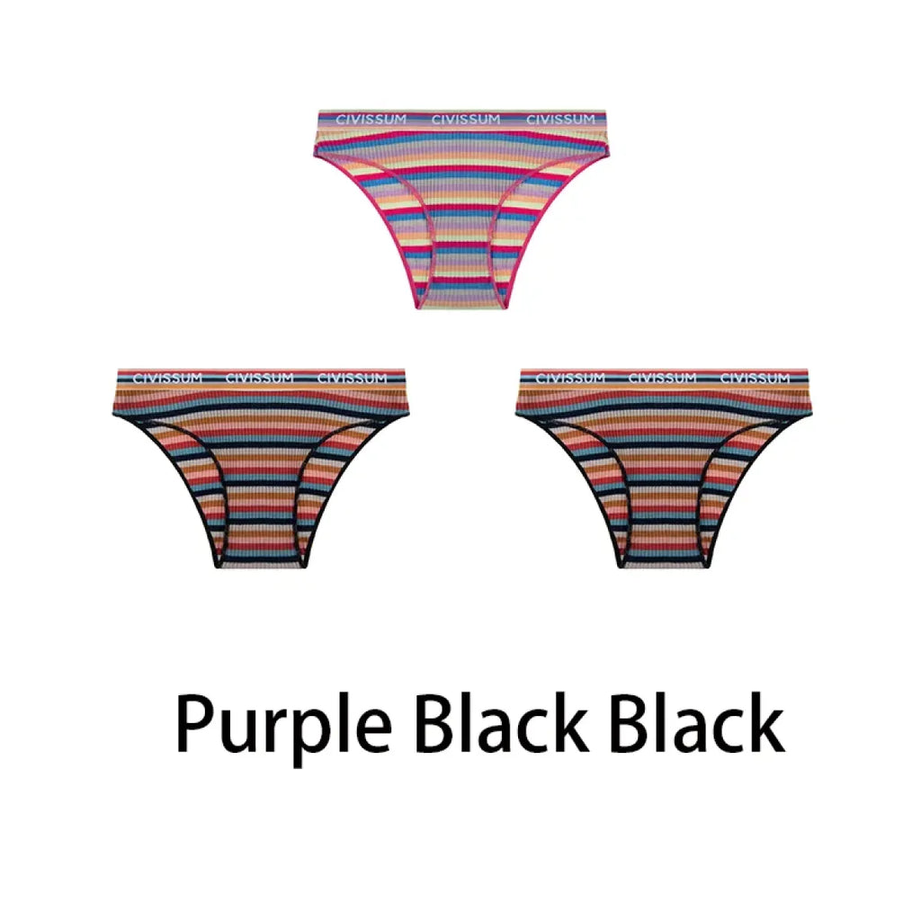 Multicolored Pastel Striped Cotton Panties - Women’s Clothing & Accessories - Panties - 18