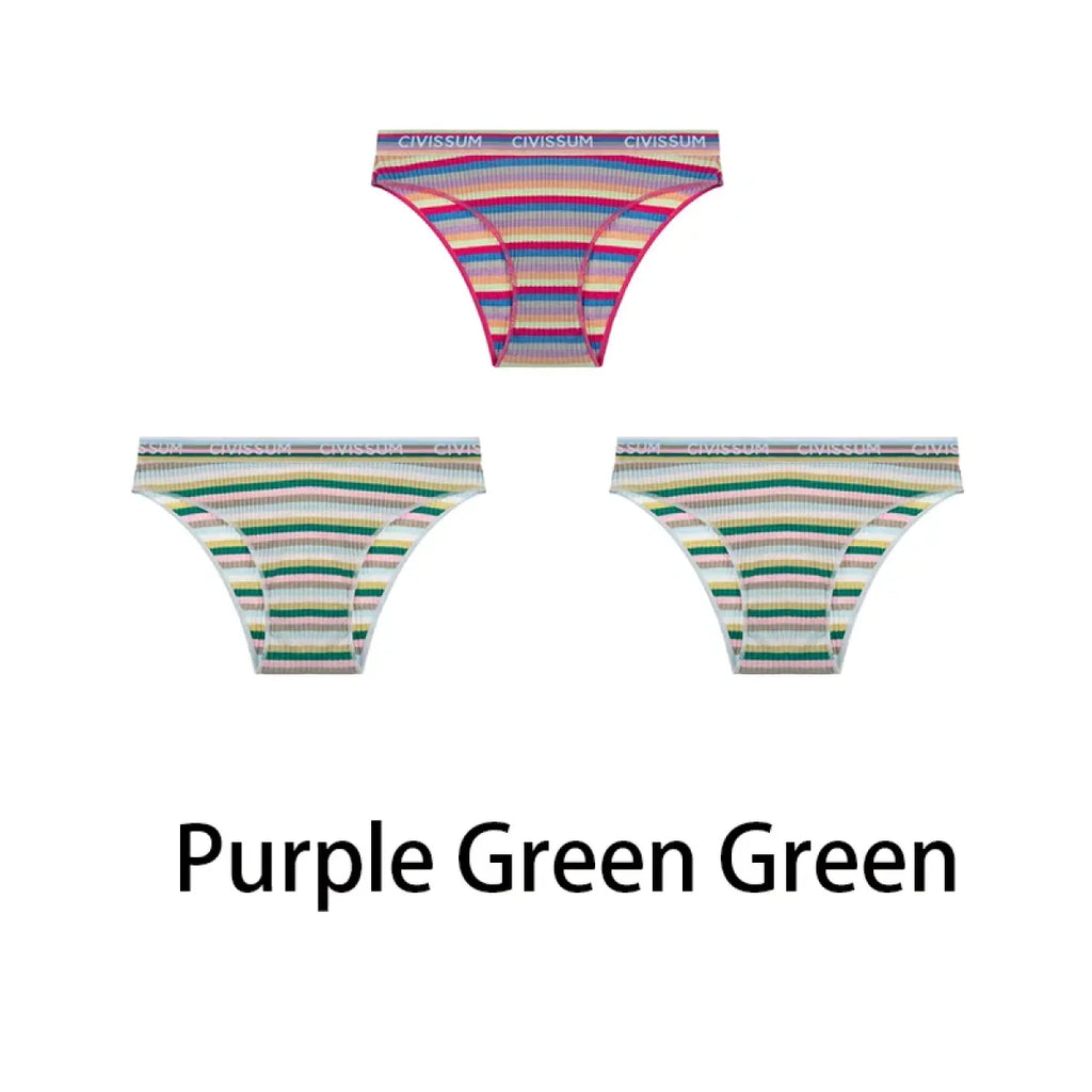 Multicolored Pastel Striped Cotton Panties - Women’s Clothing & Accessories - Panties - 22