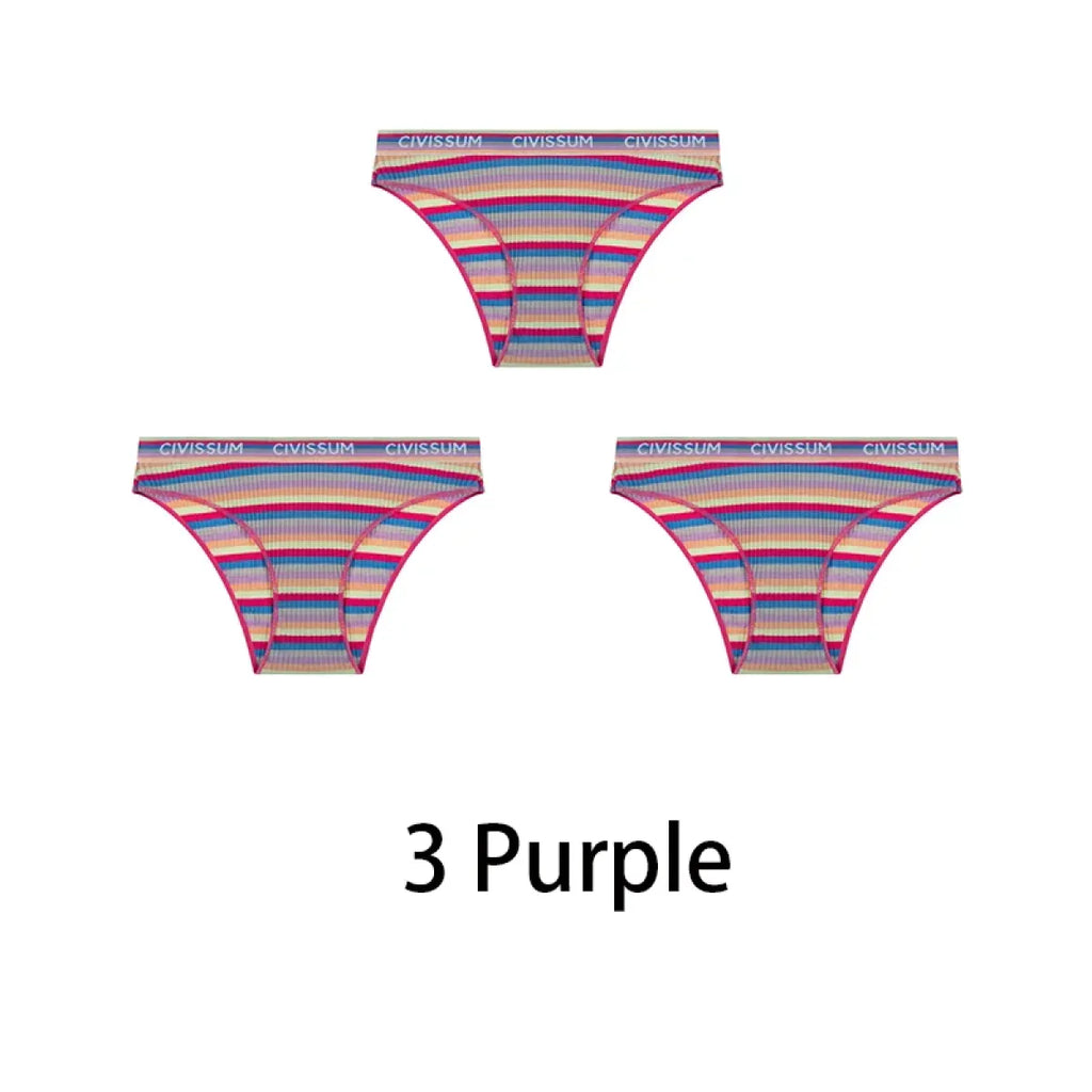 Multicolored Pastel Striped Cotton Panties - Women’s Clothing & Accessories - Panties - 30