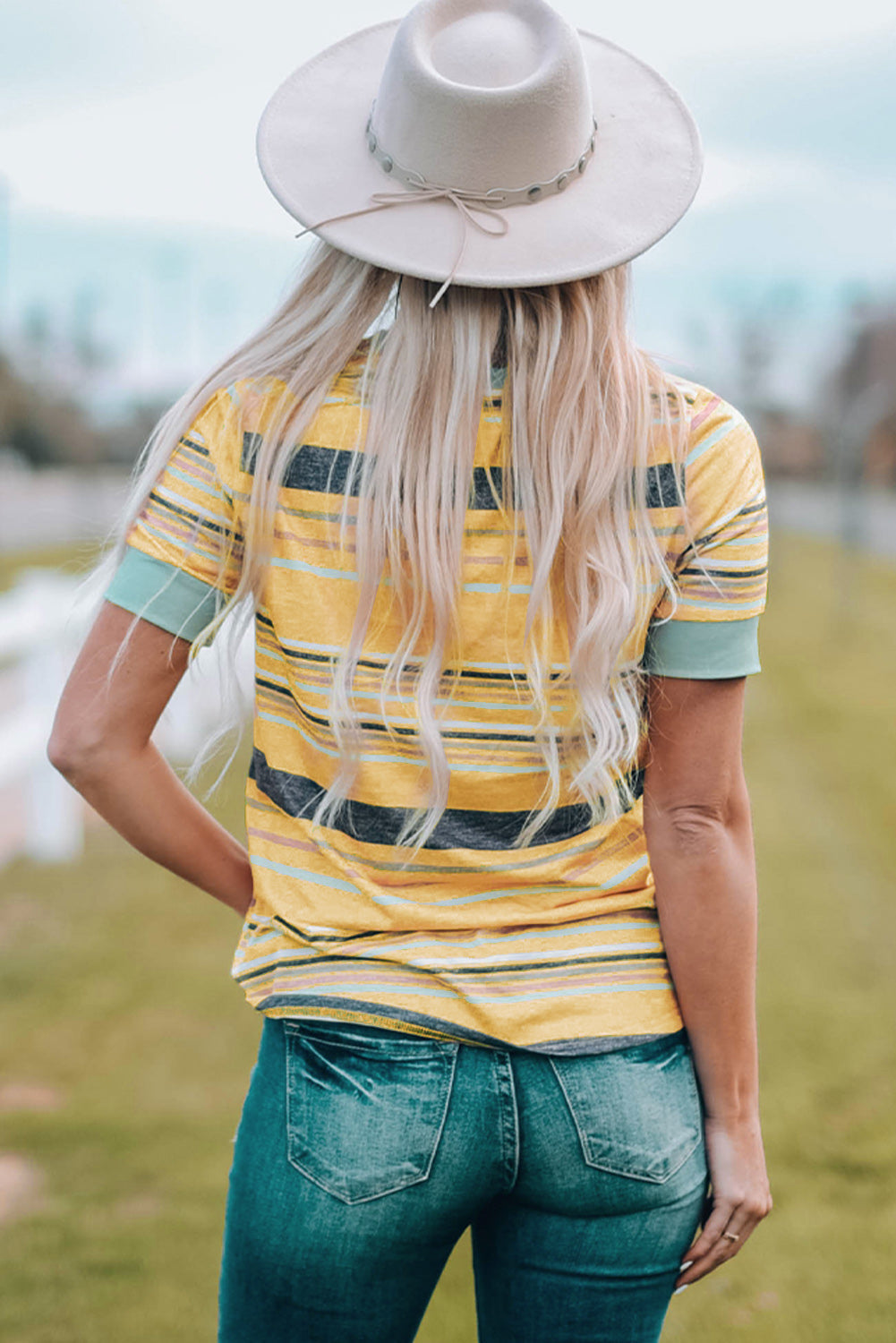 Multicolored Striped Round Neck Tee Shirt - T-Shirts - Shirts & Tops - 2 - 2024