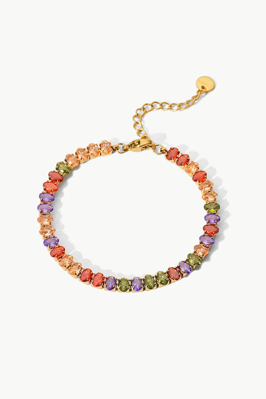 18K Gold Plated Multicolored Zircon Bracelet - Multicolored / One Size - Women’s Jewelry - Bracelets - 1 - 2024