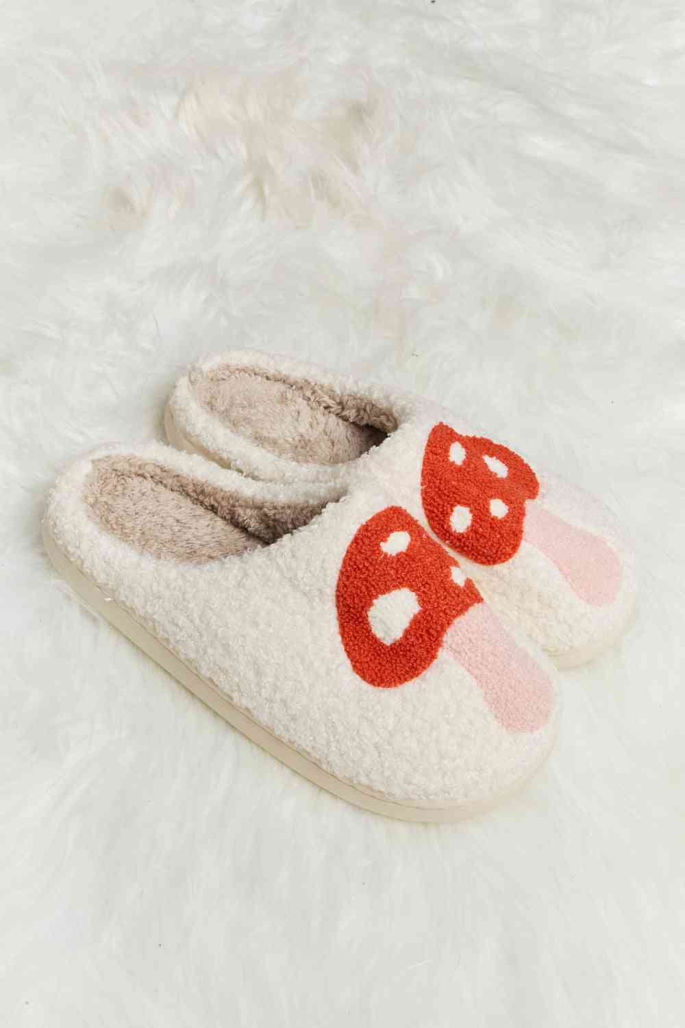 Mushroom Print Plush Slide Slippers - Accessories - Shoes - 5 - 2024