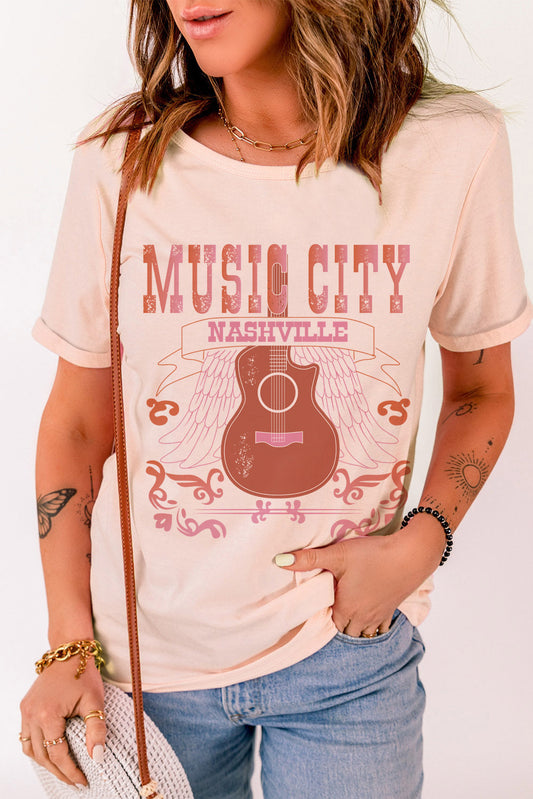 MUSIC CITY Cuffed Short Sleeve Tee - T-Shirts - Shirts & Tops - 1 - 2024