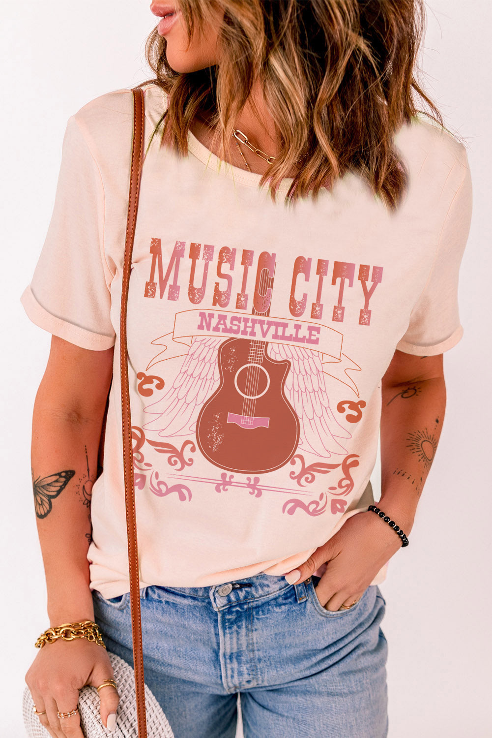 MUSIC CITY Cuffed Short Sleeve Tee - T-Shirts - Shirts & Tops - 3 - 2024